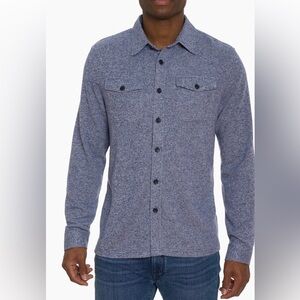 NWT Robert Graham Navy Ortis Knit Button Down Shirt, Large, Classic Fit